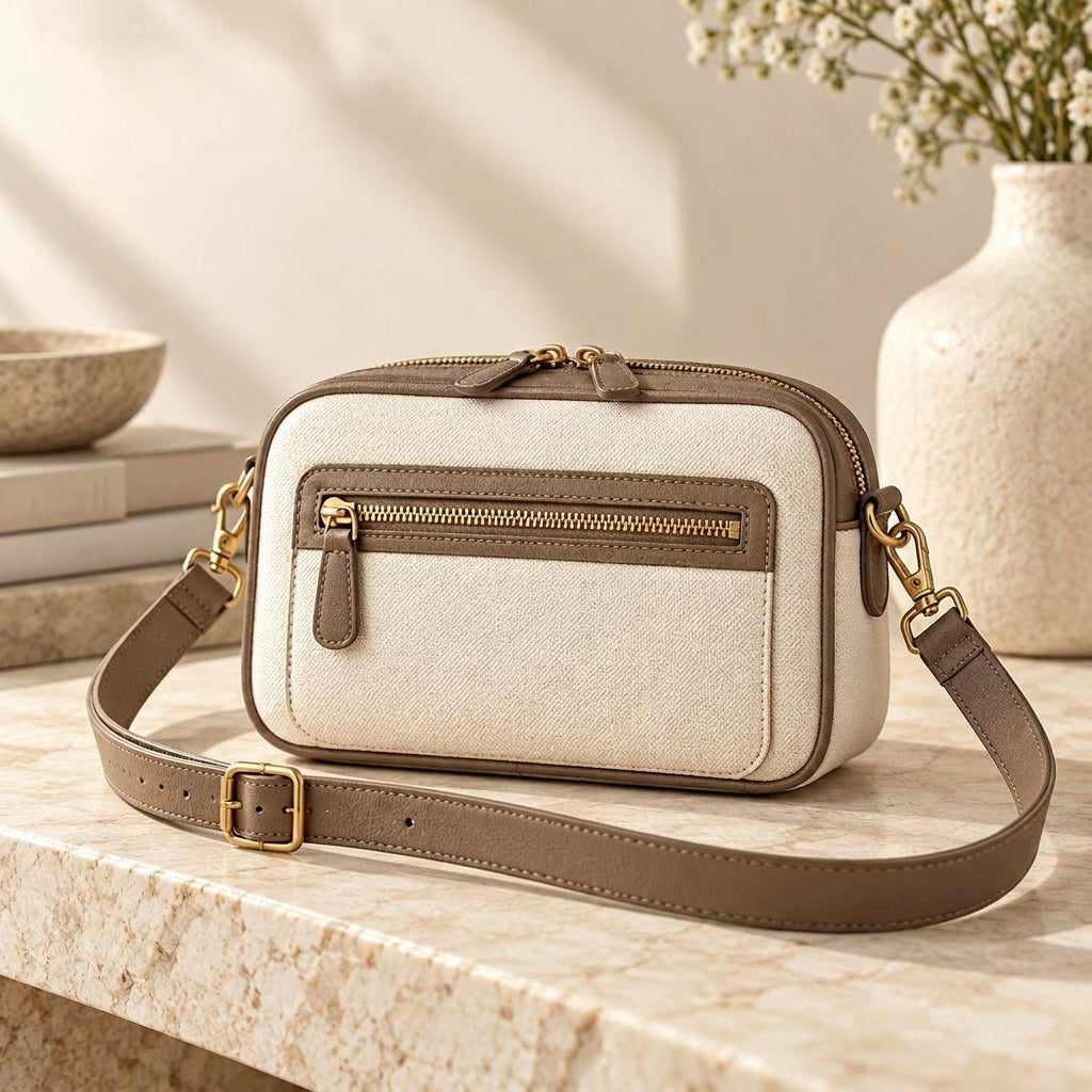 Zip-Front Camera Crossbody Bag