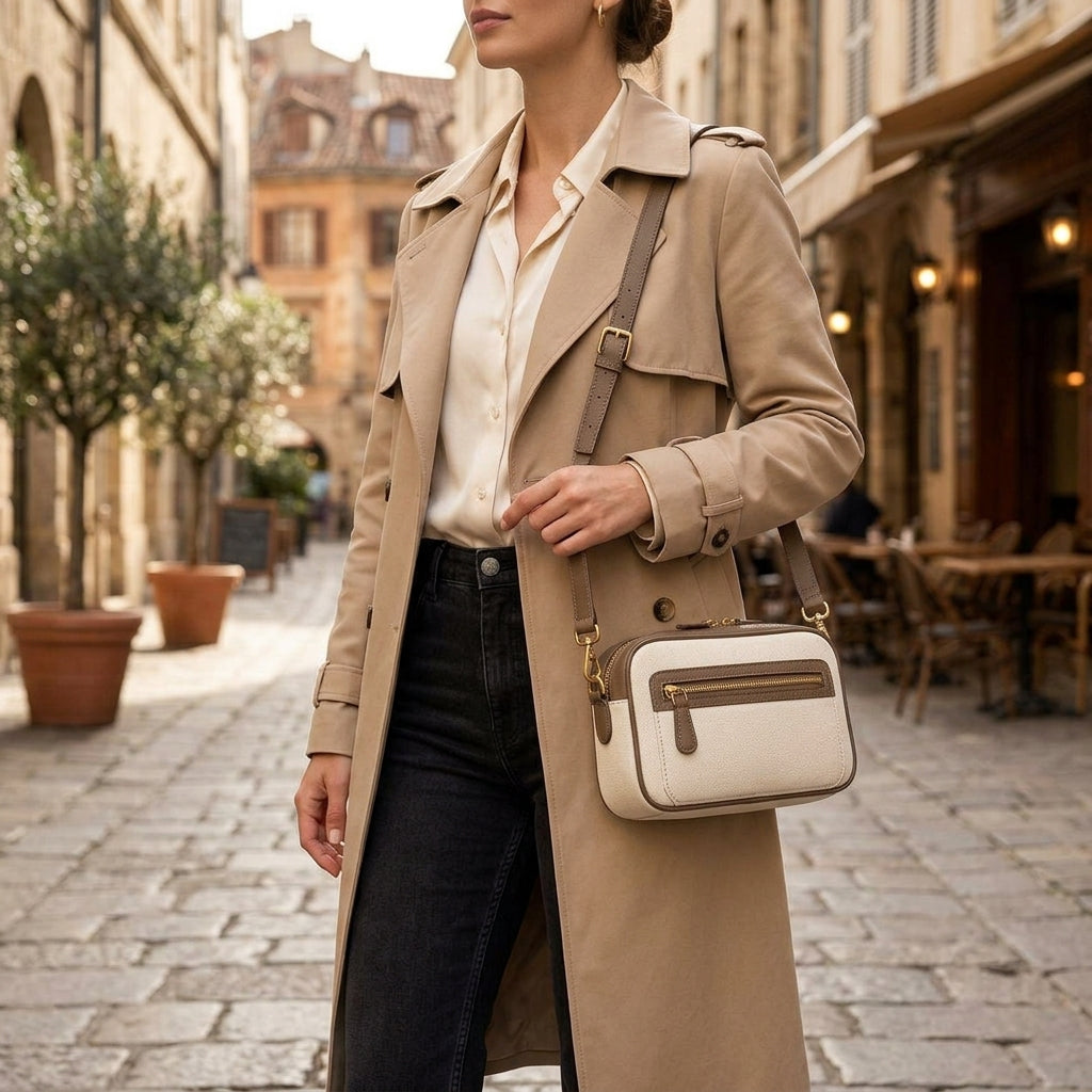 Zip-Front Camera Crossbody Bag