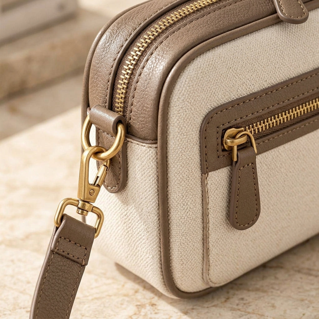 Zip-Front Camera Crossbody Bag